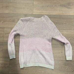 Charming Charlie Pink and Gray Crew Neck Sweater